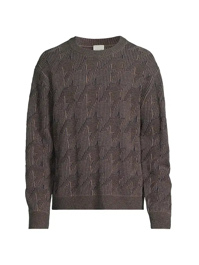 Paul Smith Men's Tribute to Photography Houndstooth Merino Wool Sweater - Medium Beige