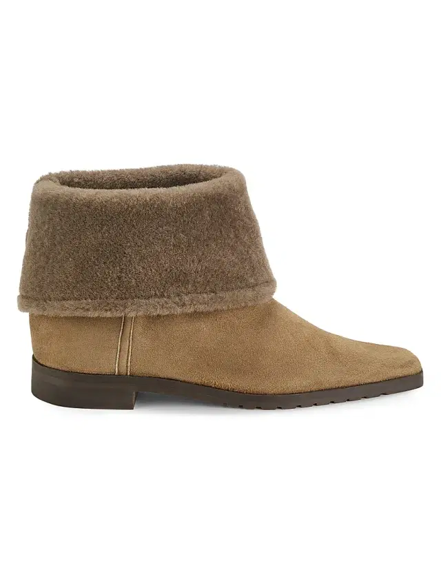 Women's Fold-Down Shearling Boots - Taupe
