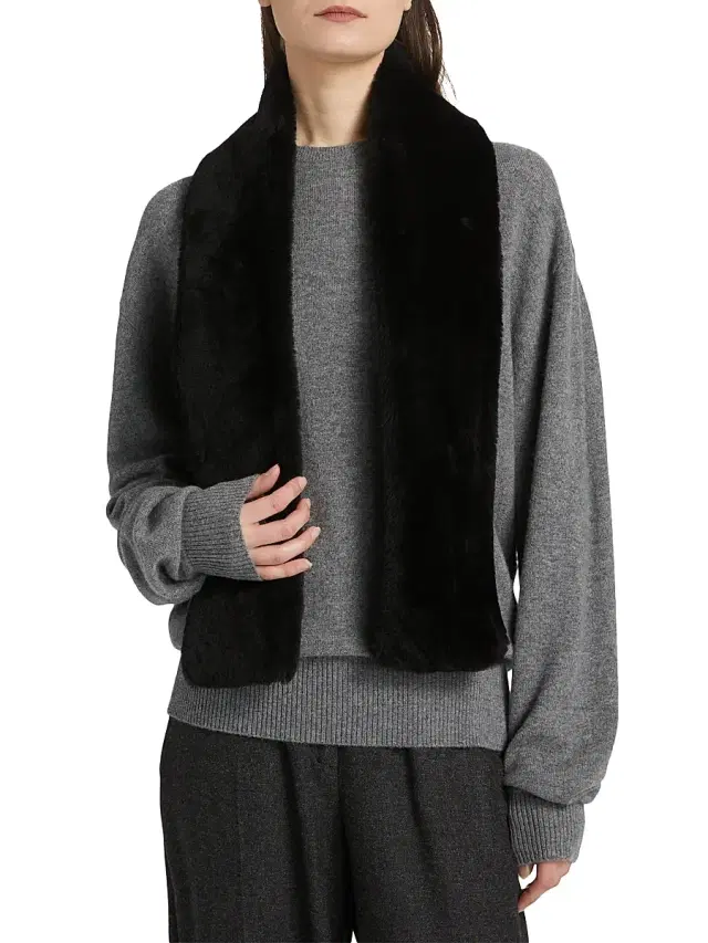 Toteme Women's Shearling Tuxedo Scarf - Black