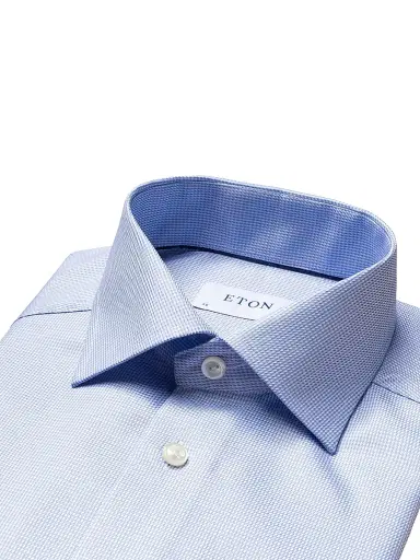 Eton Men's Contemporary-Fit Houndstooth Cotton Shirt - Blue - Size 18.5 | Thumbnail 2 Eton Men's Contemporary-Fit Houndstooth Cotton Shirt - Blue - Size 18.5 | Thumbnail 2