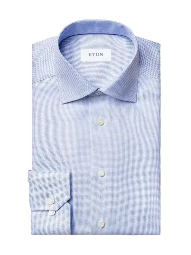 Eton Men's Contemporary-Fit Houndstooth Cotton Shirt - Blue - Size 18.5 | Thumbnail 1 Eton Men's Contemporary-Fit Houndstooth Cotton Shirt - Blue - Size 18.5 | Thumbnail 1