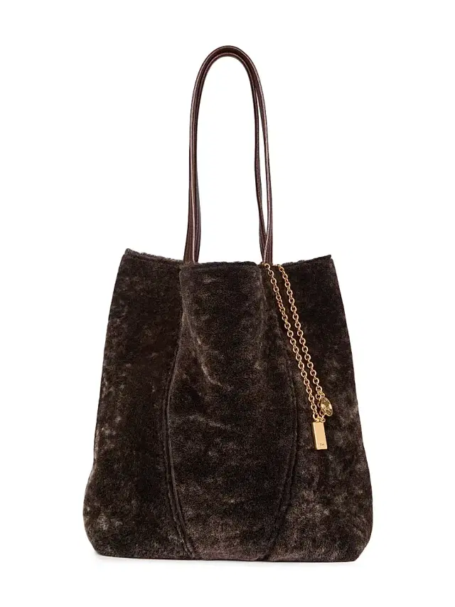 Chloé Women's Spin Shearling Tote Bag - Kohl Brown