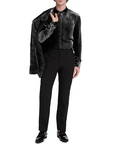 Giorgio Armani Men's Velvet Tux Shirt - Black Beauty | Thumbnail 2 Giorgio Armani Men's Velvet Tux Shirt - Black Beauty | Thumbnail 2