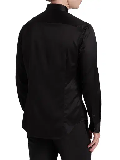 Giorgio Armani Men's Sequined-Bib Cotton Tux Shirt - Black Beauty | Thumbnail 5