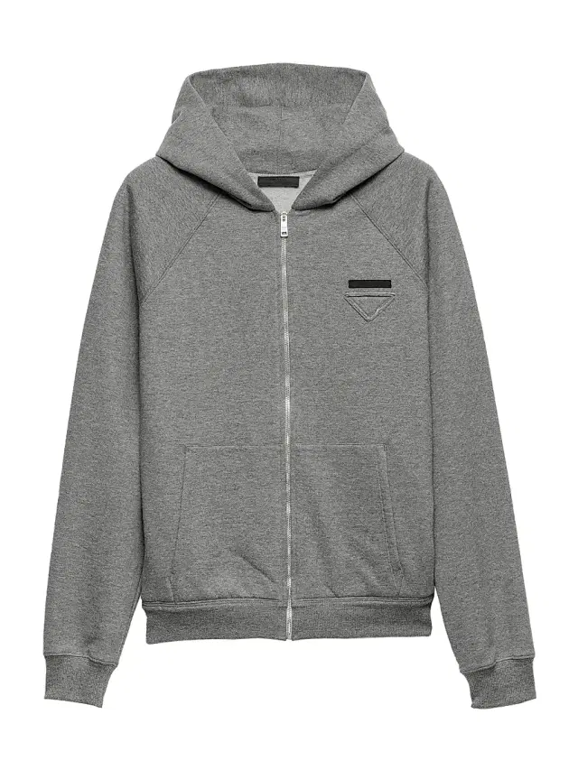Men's Cashmere Blend Zipper Hoodie - Grey
