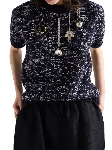 Prada Women's Short-Sleeved Wool Sweater - Blue | Thumbnail 3 Prada Women's Short-Sleeved Wool Sweater - Blue | Thumbnail 3
