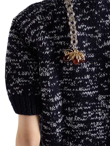 Prada Women's Short-Sleeved Wool Sweater - Blue | Thumbnail 5 Prada Women's Short-Sleeved Wool Sweater - Blue | Thumbnail 5