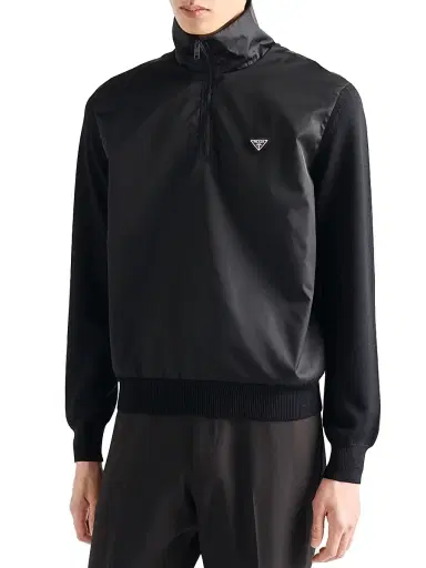 Prada Men's Superfine Wool Half-Zipper Sweater - Black | Thumbnail 2 Prada Men's Superfine Wool Half-Zipper Sweater - Black | Thumbnail 2