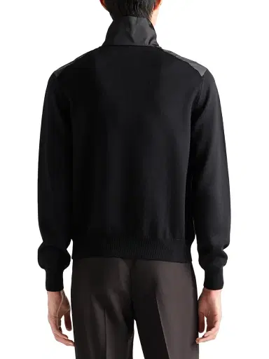 Prada Men's Superfine Wool Half-Zipper Sweater - Black | Thumbnail 3 Prada Men's Superfine Wool Half-Zipper Sweater - Black | Thumbnail 3