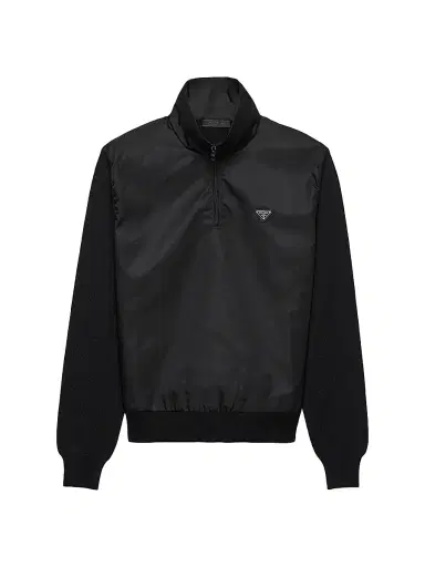 Prada Men's Superfine Wool Half-Zipper Sweater - Black | Thumbnail 1 Prada Men's Superfine Wool Half-Zipper Sweater - Black | Thumbnail 1