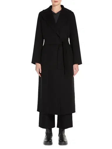 Max Mara Women's Poldo Wool Belted Wrap Coat - Black - Size 16 | Thumbnail 2