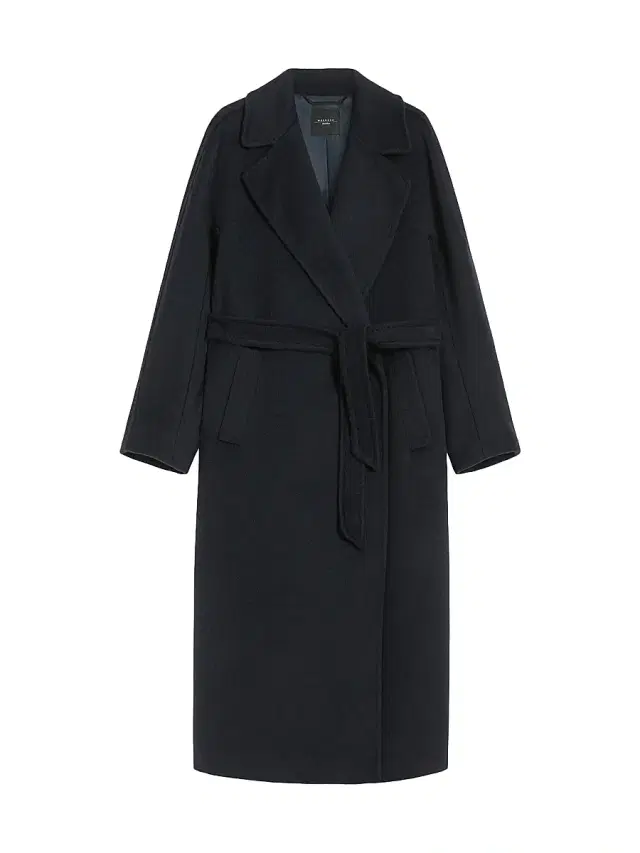 Women's Long Wool and Alpaca Coat - Navy