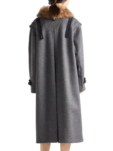 Prada Women's Single-Breasted Double Loden Cloth Coat - Grey - Size 6 | Thumbnail 3 Prada Women's Single-Breasted Double Loden Cloth Coat - Grey - Size 6 | Thumbnail 3