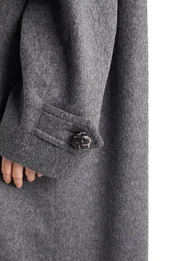 Prada Women's Single-Breasted Double Loden Cloth Coat - Grey - Size 6 | Thumbnail 4 Prada Women's Single-Breasted Double Loden Cloth Coat - Grey - Size 6 | Thumbnail 4