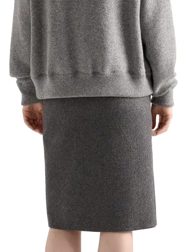 Prada Women's Loden Fabric Pencil Skirt - Grey | Thumbnail 3