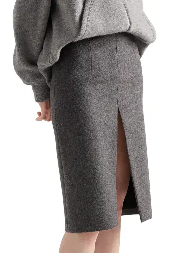 Prada Women's Loden Fabric Pencil Skirt - Grey | Thumbnail 4