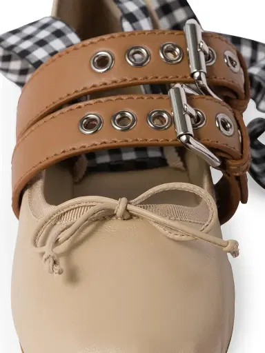 Miu Miu Women's Nappa and Calf Leather Ballerinas - Beige Khaki - Size 5.5 | Thumbnail 3 Miu Miu Women's Nappa and Calf Leather Ballerinas - Beige Khaki - Size 5.5 | Thumbnail 3