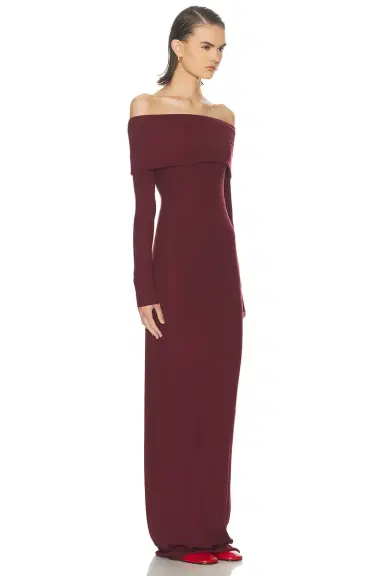 ÉTERNE Long Sleeve Off-Shoulder Butter Rib Maxi Dress | Thumbnail 2