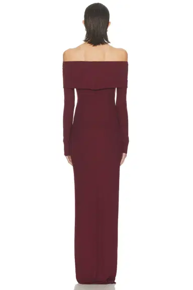 ÉTERNE Long Sleeve Off-Shoulder Butter Rib Maxi Dress | Thumbnail 3