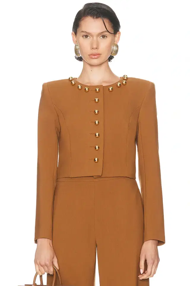 Carolina Herrera Collarless Cropped Jacket