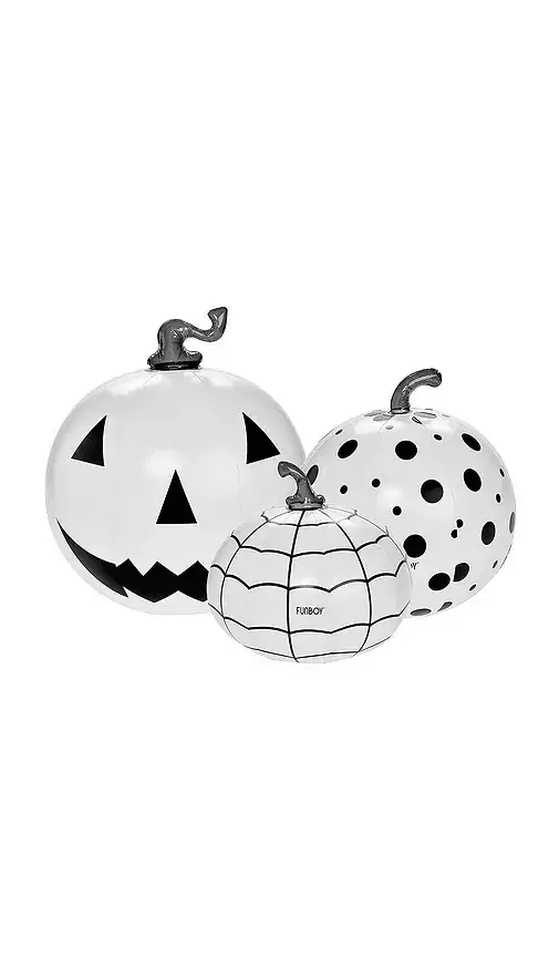 Funboy Black & White Pack Of 3 Light Up Inflatable Pumpkin