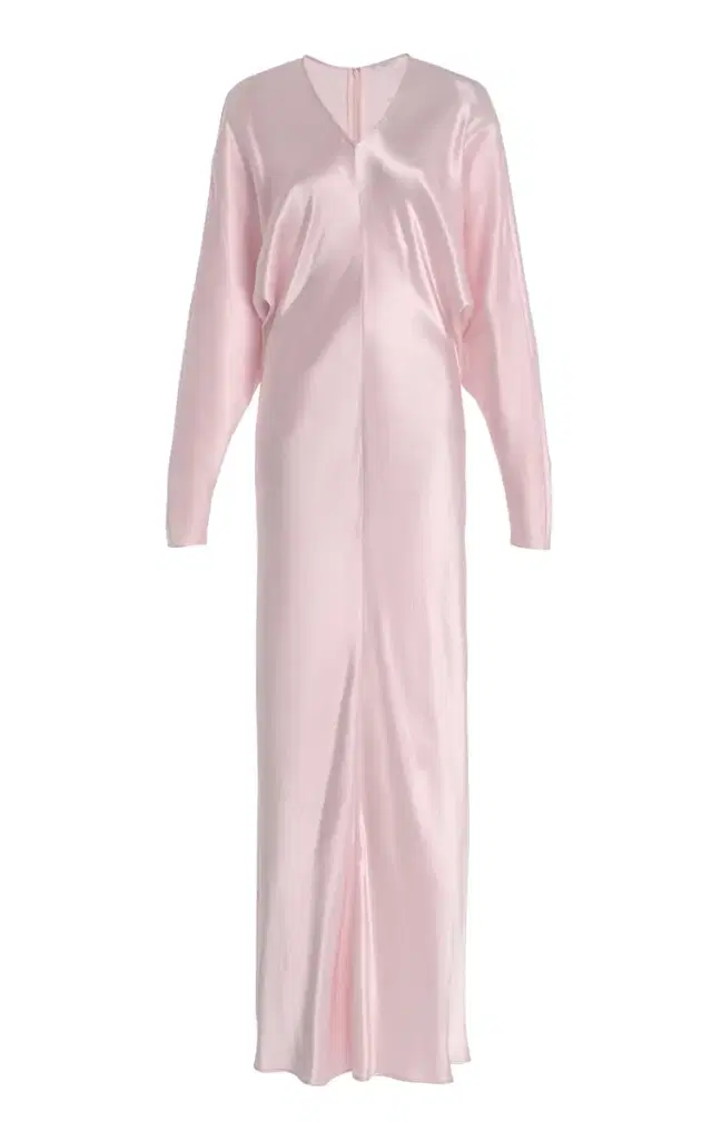Naomie Draped Hammered-Satin Maxi Dress