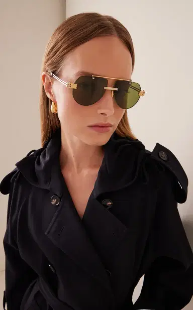 Bottega Veneta Aviator-Frame Metal Sunglasses | Thumbnail 2