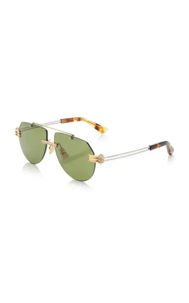 Bottega Veneta Aviator-Frame Metal Sunglasses | Thumbnail 3
