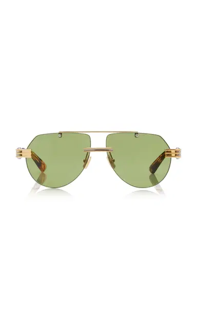 Bottega Veneta Aviator-Frame Metal Sunglasses | Thumbnail 1