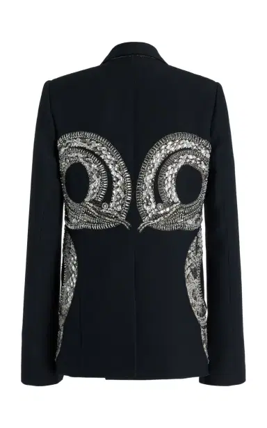Cucculelli Shaheen Battle Royale Crystal-Embellished Silk-Wool Blazer Jacket | Thumbnail 11