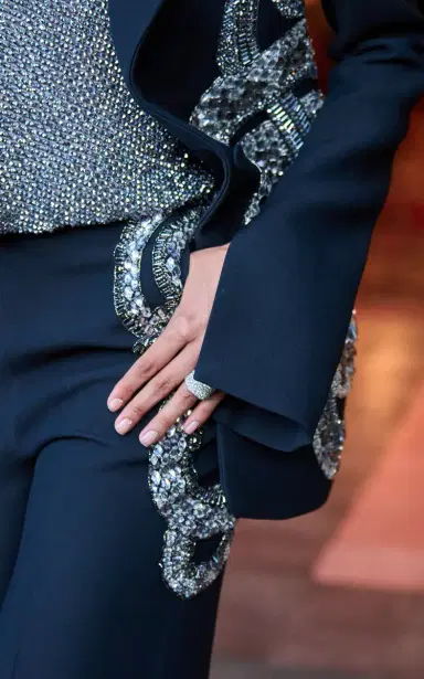 Cucculelli Shaheen Battle Royale Crystal-Embellished Silk-Wool Blazer Jacket | Thumbnail 5