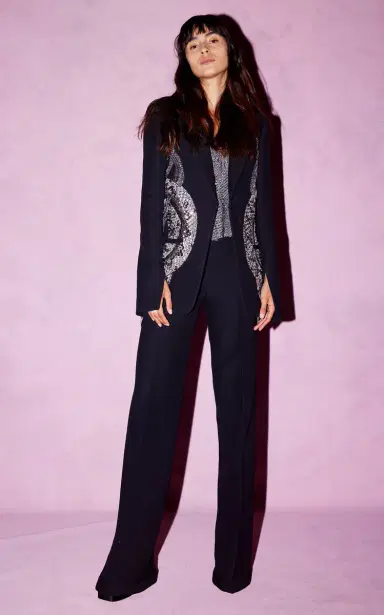 Cucculelli Shaheen Battle Royale Crystal-Embellished Silk-Wool Blazer Jacket | Thumbnail 7