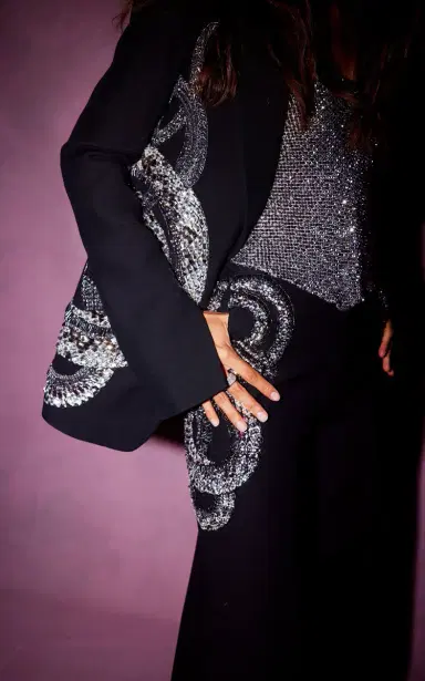Cucculelli Shaheen Battle Royale Crystal-Embellished Silk-Wool Blazer Jacket | Thumbnail 10