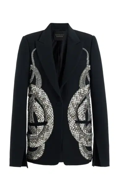 Cucculelli Shaheen Battle Royale Crystal-Embellished Silk-Wool Blazer Jacket | Thumbnail 1