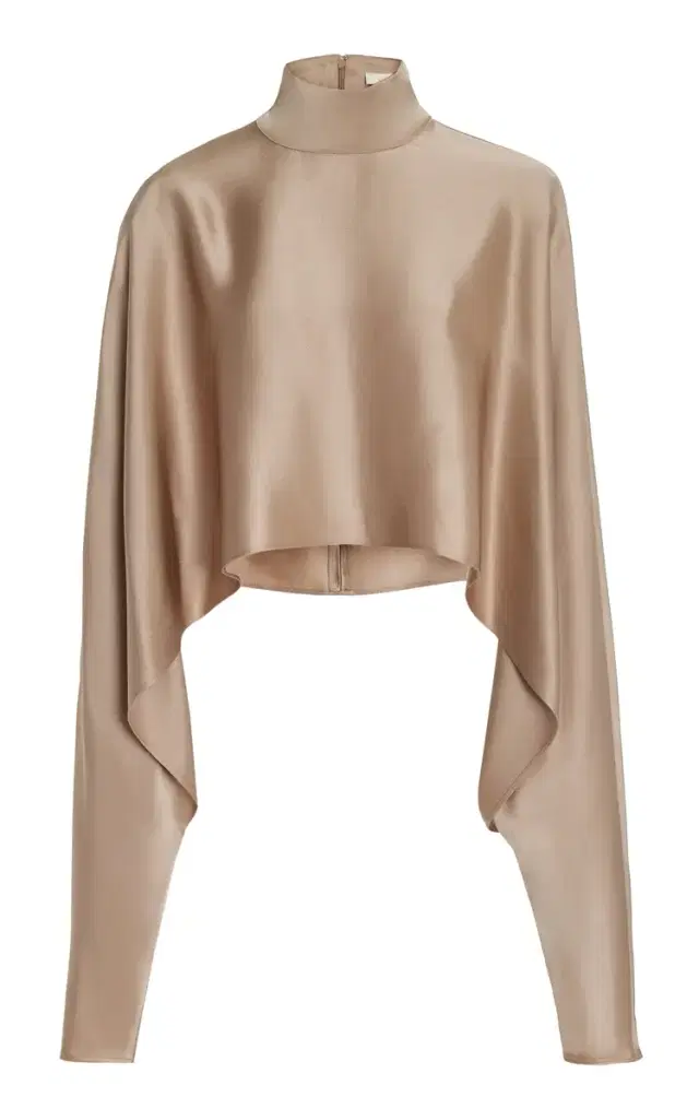 Satin Crop Top - Taupe - XS