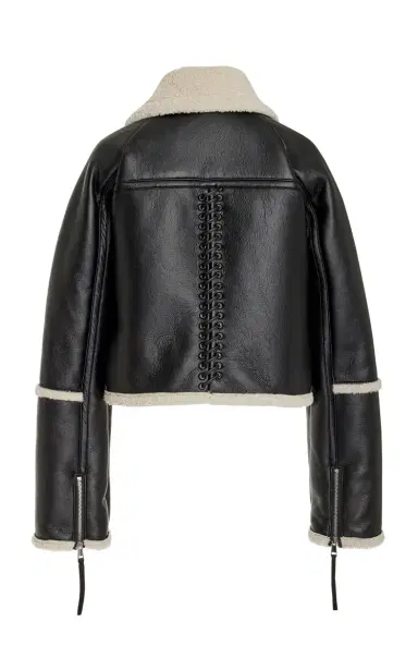 SIMKHAI Corinne Vegan Sherpa Moto Jacket - Black/white | Thumbnail 2
