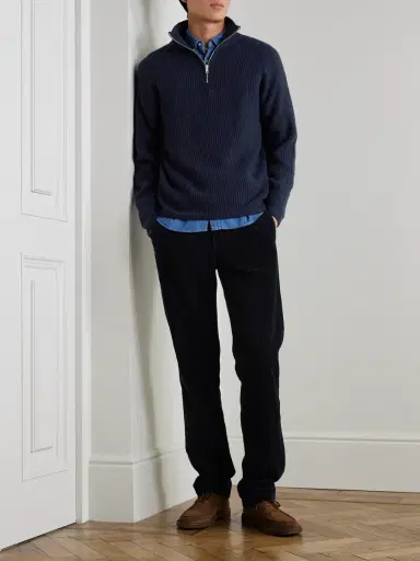 John Smedley Ryker Ribbed Recycled-Cashmere and Wool-Blend Half-Zip Sweater - Men | Thumbnail 2