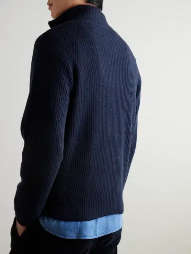 John Smedley Ryker Ribbed Recycled-Cashmere and Wool-Blend Half-Zip Sweater - Men | Thumbnail 3