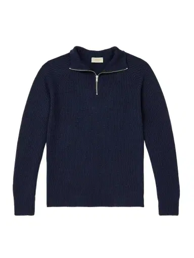 John Smedley Ryker Ribbed Recycled-Cashmere and Wool-Blend Half-Zip Sweater - Men | Thumbnail 1