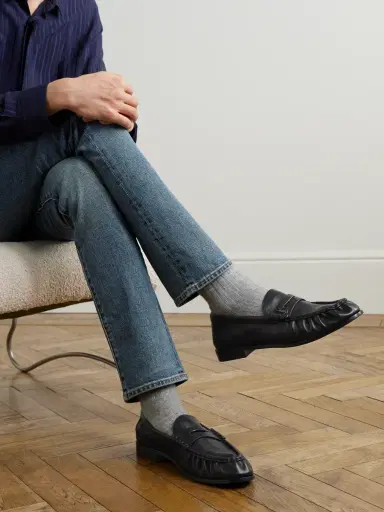 Saint Laurent Le Loafer Monogram Logo-Appliquéd Leather Penny Loafers - Men | Thumbnail 2 Saint Laurent Le Loafer Monogram Logo-Appliquéd Leather Penny Loafers - Men | Thumbnail 2