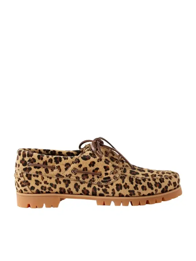 Vinny's Aztec Leopard-Print Calf Hair Boat Shoes - Men