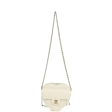 Chanel Chanel CC In Love Large Heart Bag with Chain White Lambskin Light Gold Hardware | Thumbnail 7 Chanel Chanel CC In Love Large Heart Bag with Chain White Lambskin Light Gold Hardware | Thumbnail 7