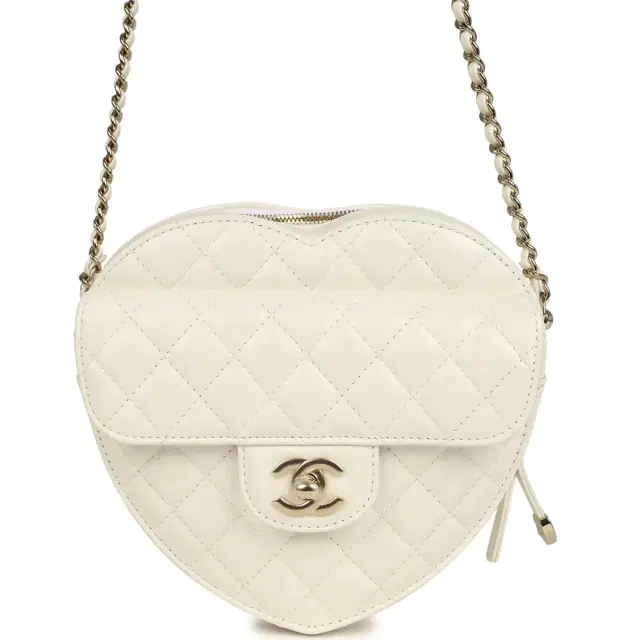 Chanel Chanel CC In Love Large Heart Bag with Chain White Lambskin Light Gold Hardware