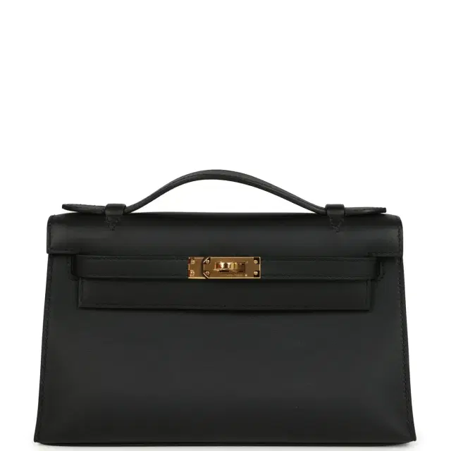 hermes Hermes Kelly Pochette Black Swift Gold Hardware