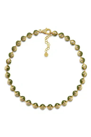 BUDDHA MAMA Army Green Evil Eye Necklace - 20in - 10mm | Thumbnail 1