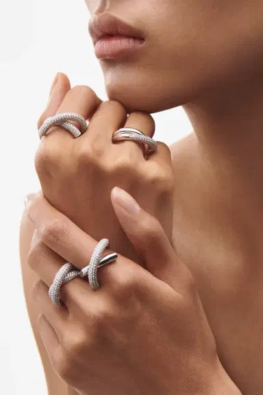 Engelbert 1920 Big Half Pave Diamond Cross Loop Ring | Thumbnail 5