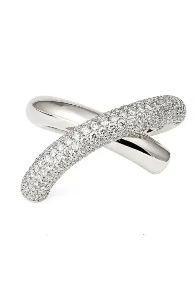 Engelbert 1920 Big Half Pave Diamond Cross Loop Ring | Thumbnail 1