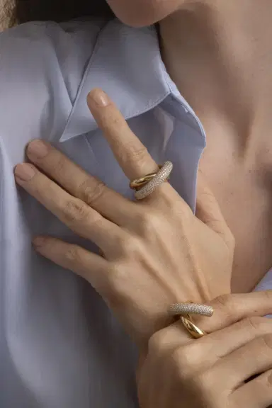 Engelbert 1920 Big Half Pave Diamond Infinity Loop Ring | Thumbnail 3
