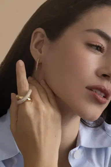 Engelbert 1920 Medium Half Pave Diamond Cross Loop Ring | Thumbnail 3