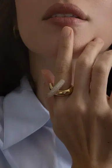 Engelbert 1920 Medium Half Pave Diamond Cross Loop Ring | Thumbnail 4